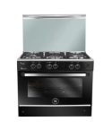Unionaire i-Cook Gas Cooker 90 Cm 5 Burners Full Safety Silver and Black