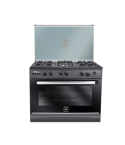 Unionaire Cooker 5 Gas Burners 90*60 Cm Stainless Steel Inox Surface With Fan Black C69bgmp2c511isf2wgu