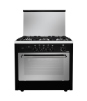 Fresh gas cooker 5 burners 90 cm professional safety black fan airfry combustion timer code 0087