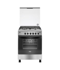Zanussi Steel Max Gas Cooker, 4 Burners, Black and Silver - ZCG623A6XA