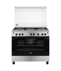 Zanussi Steel Max Gas Cooker, 5 Burners, Black and Silver - ZCG923A6XA
