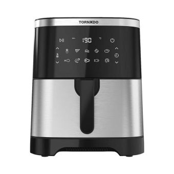 TORNADO Air Fryer 1800 Watt 8 Liter Electronic Touch Screen Glass Panel Stainless x Black TFEA1808TS1A