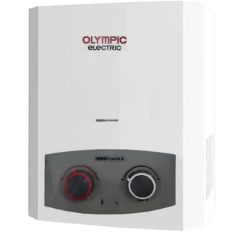 Olympic Digital Gas Water Heater 6 Liters - White and Silver