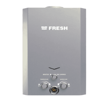 Fresh 10 Liter Natural Gas Water Heater, Silver Digital, with Charger, Code 21925